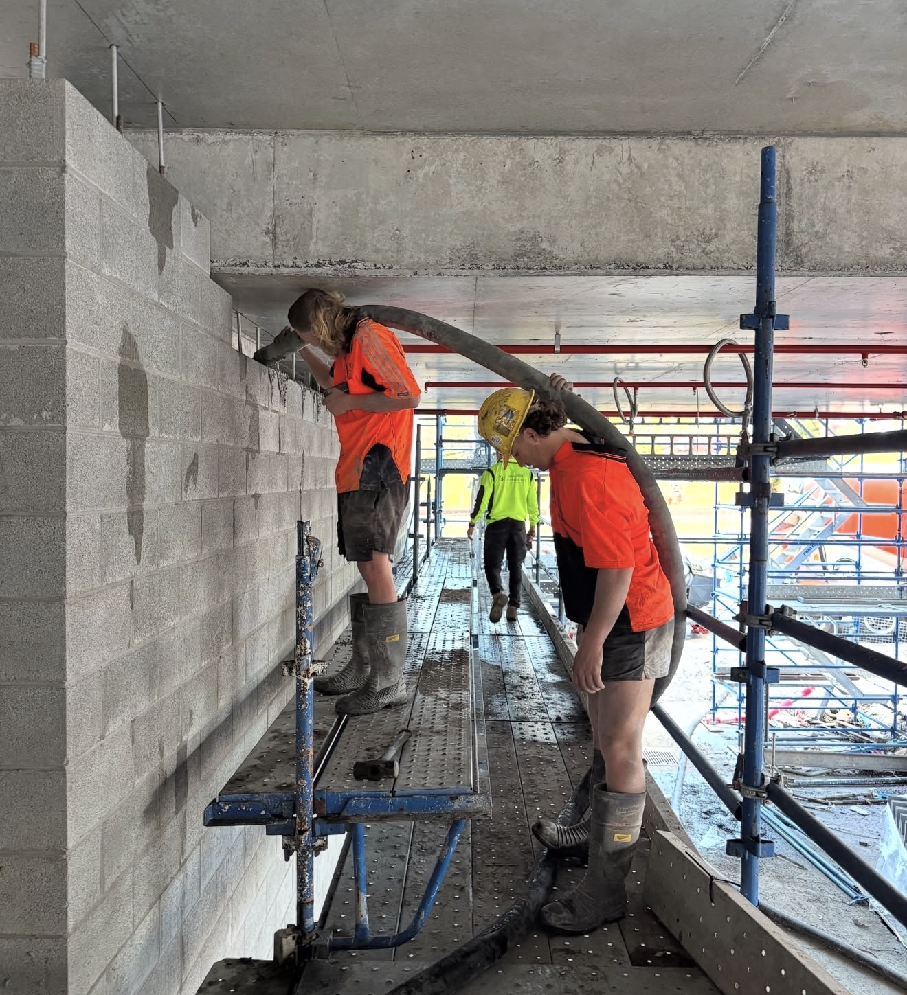 Interior structural concrete pour